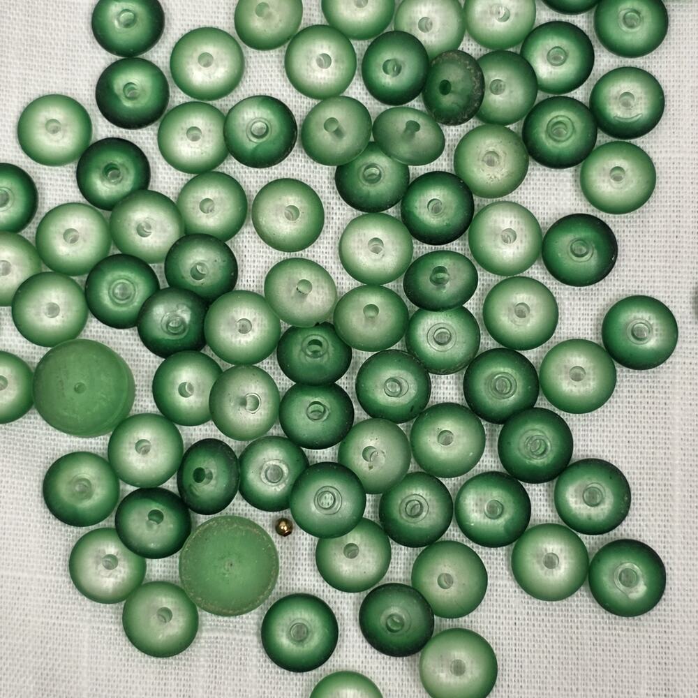 Green Frosted Rondelle Bead Lot Spacer Beads Loose Jewelry Making Supplies